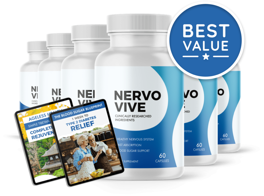 Nervovive natural supplement bottle for nerve pain relief, tingling and nerve support